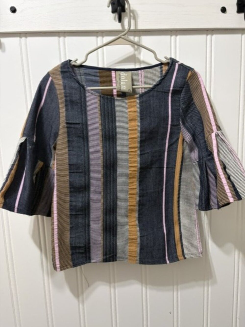 Anthropologie Dolan Left Coast Striped Bell Sleeve Jacquard Textured Top XS